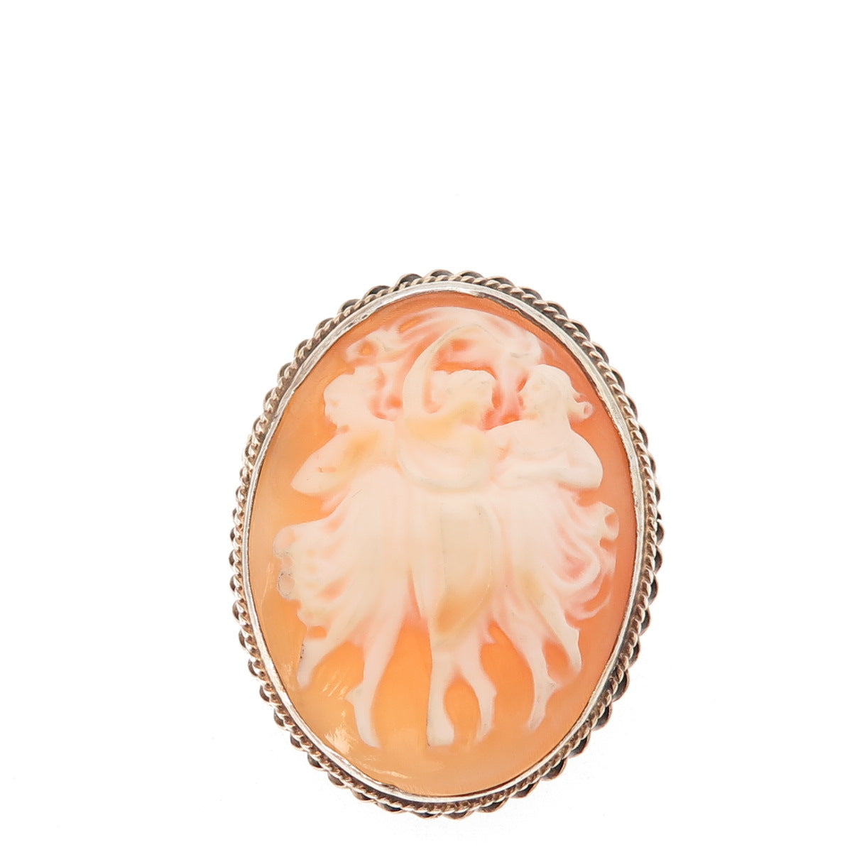 925 Sterling Silver Antique Art Deco Real MOP Three Graces Cameo Pin Brooch