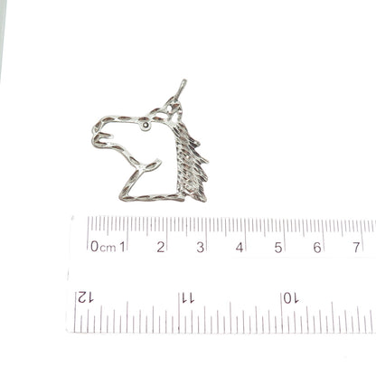 925 Sterling Silver Vintage Diamond-Cut Horse Oxidized Charm Pendant