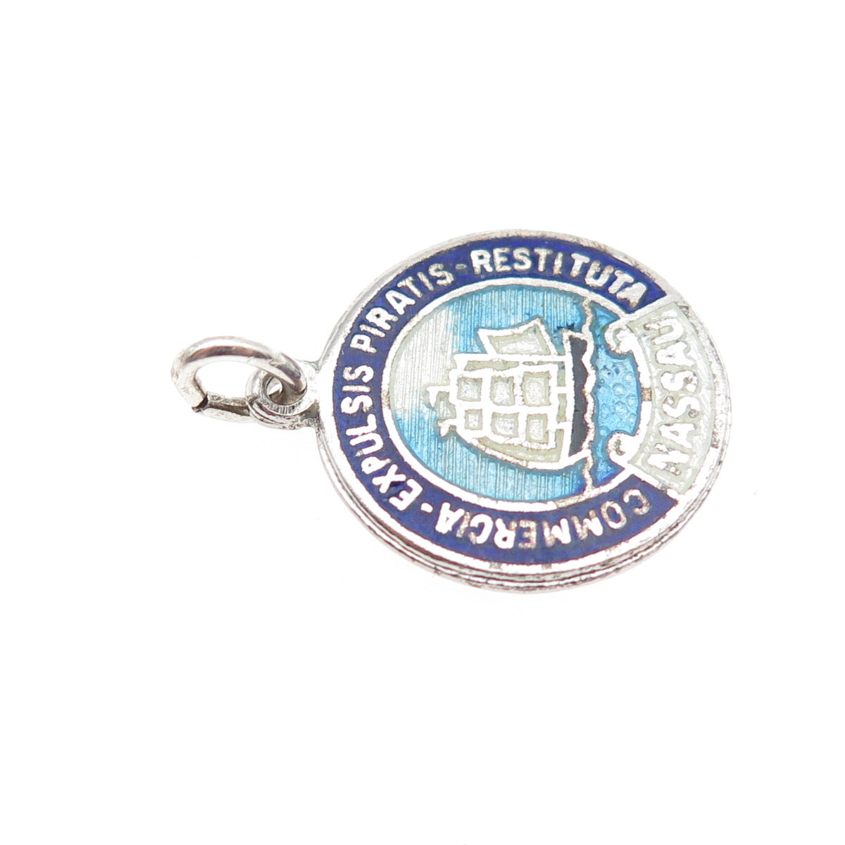 Breadner & Co. 925 Sterling Silver Vintage Enamel Nassau Bahamas Mini Pendant