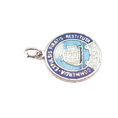 Breadner & Co. 925 Sterling Silver Vintage Enamel Nassau Bahamas Mini Pendant