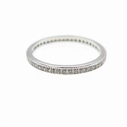 925 Sterling Silver Round-Cut C Z All Around Eternity Stackable Band Ring Size 6