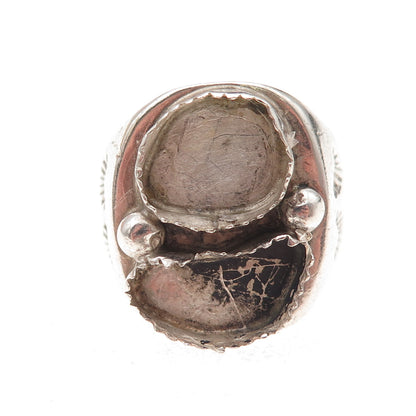 Rex Abeita Navajo Old Pawn 925 Sterling Vintage Ring Size 10.75 (missing stones)