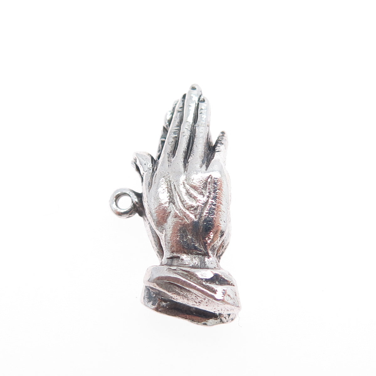 HAYWARD 925 Sterling Silver Vintage Praying Hands Oxidized Mini Charm Pendant