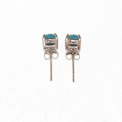 925 Sterling Silver Real Sleeping Beauty Turquoise Stud Earrings