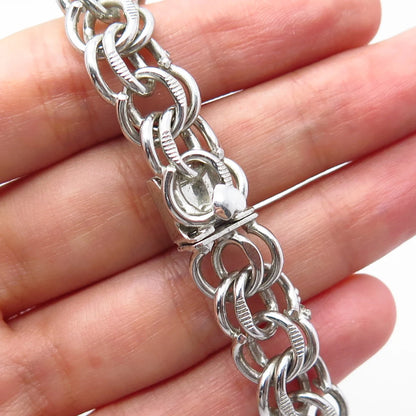 925 Sterling Silver Vintage Elco Double Cable Link Bracelet 6.75''