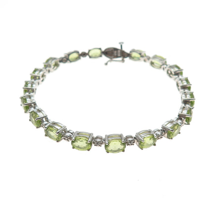 HENG NGAI 925 Sterling Silver Real Diamond Accent & Peridot Bracelet 7.25"