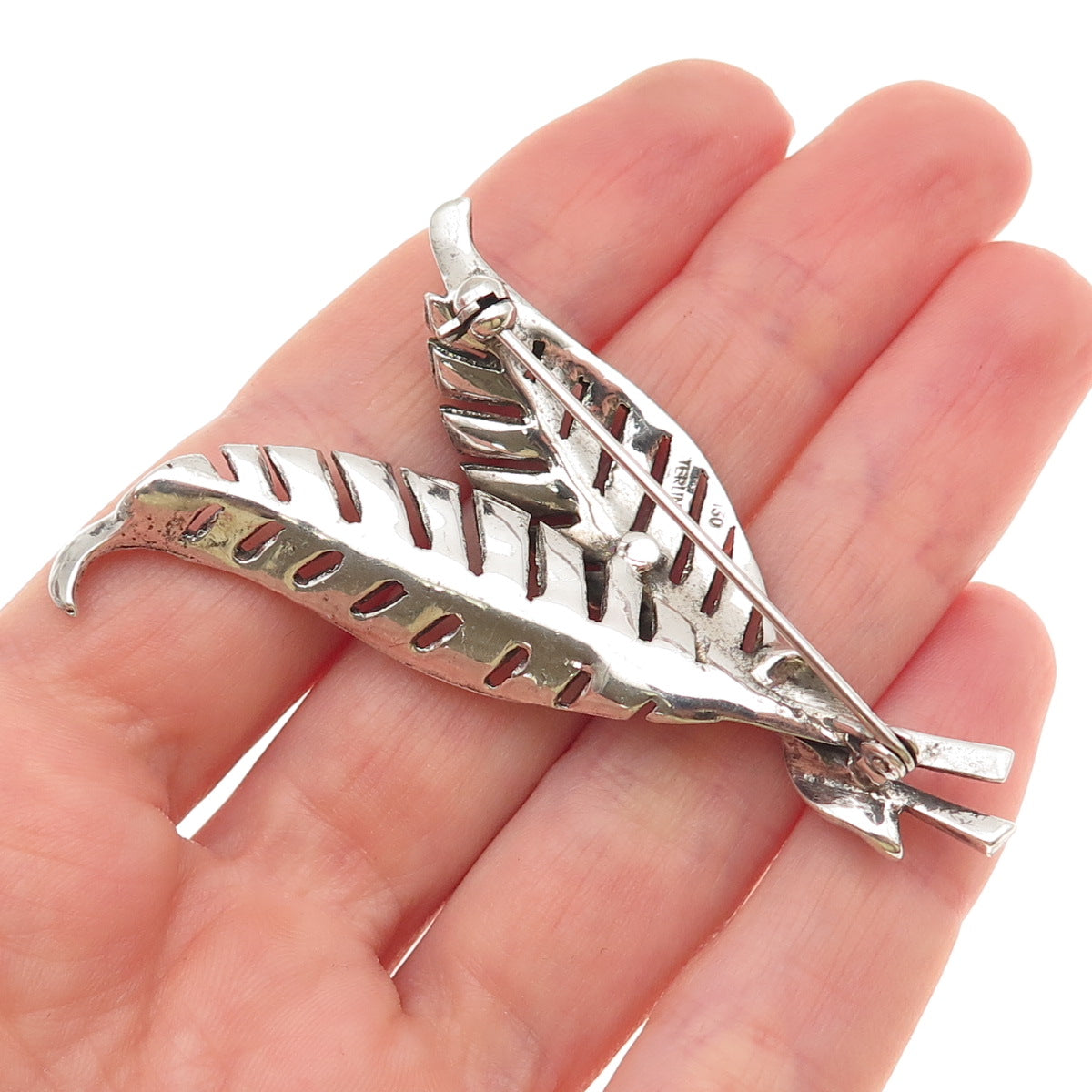 925 Sterling Antique Art Deco Real Marcasite & Blue Rhinestone Floral Pin Brooch