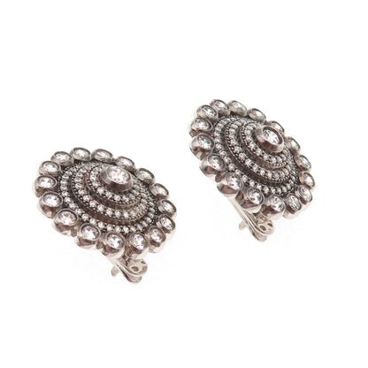 925 Sterling Silver Round-Cut C Z Sparkle Earrings