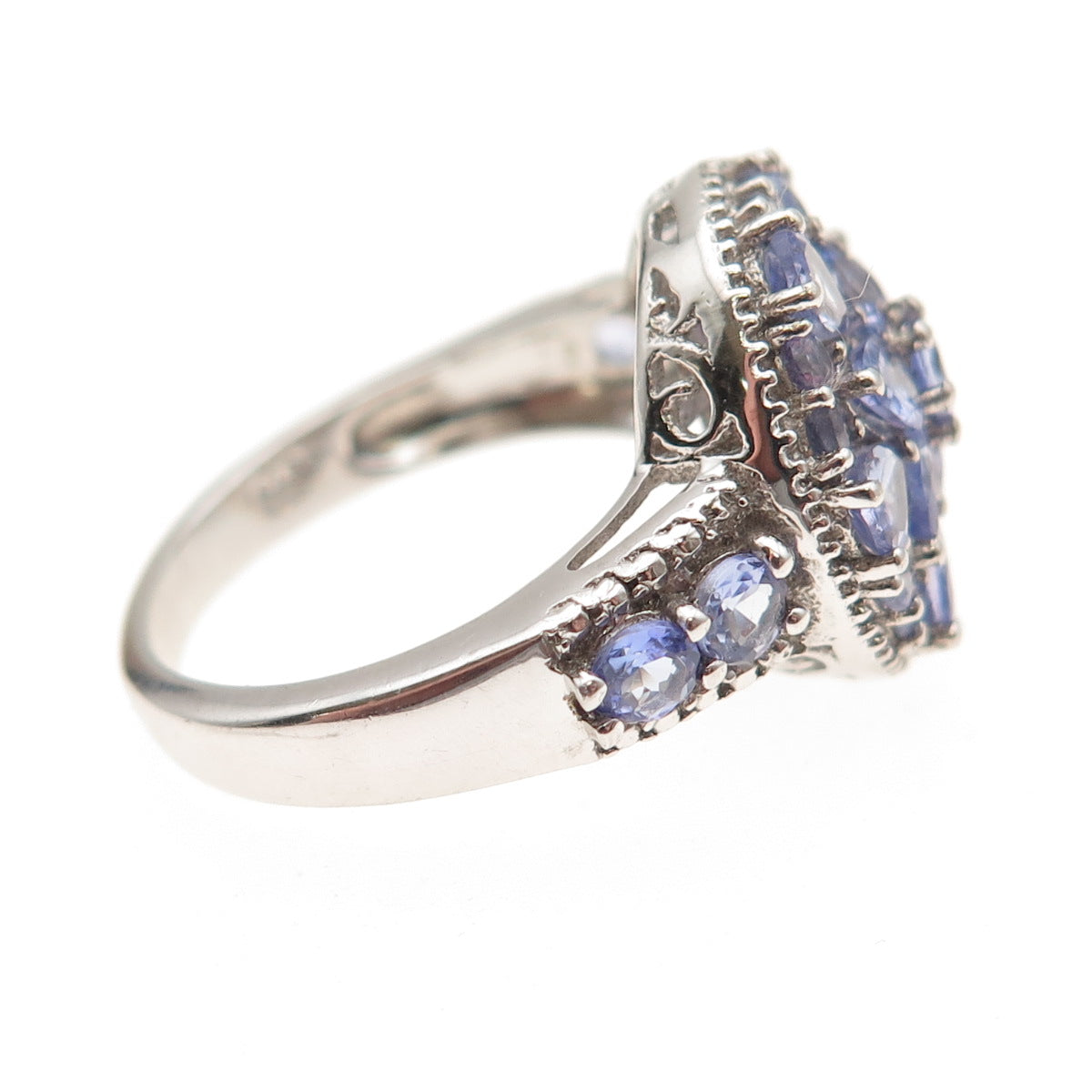 Chuck Clemency Sterling Silver Real Round & Pear-Cut Tanzanite Ring Size 8.25