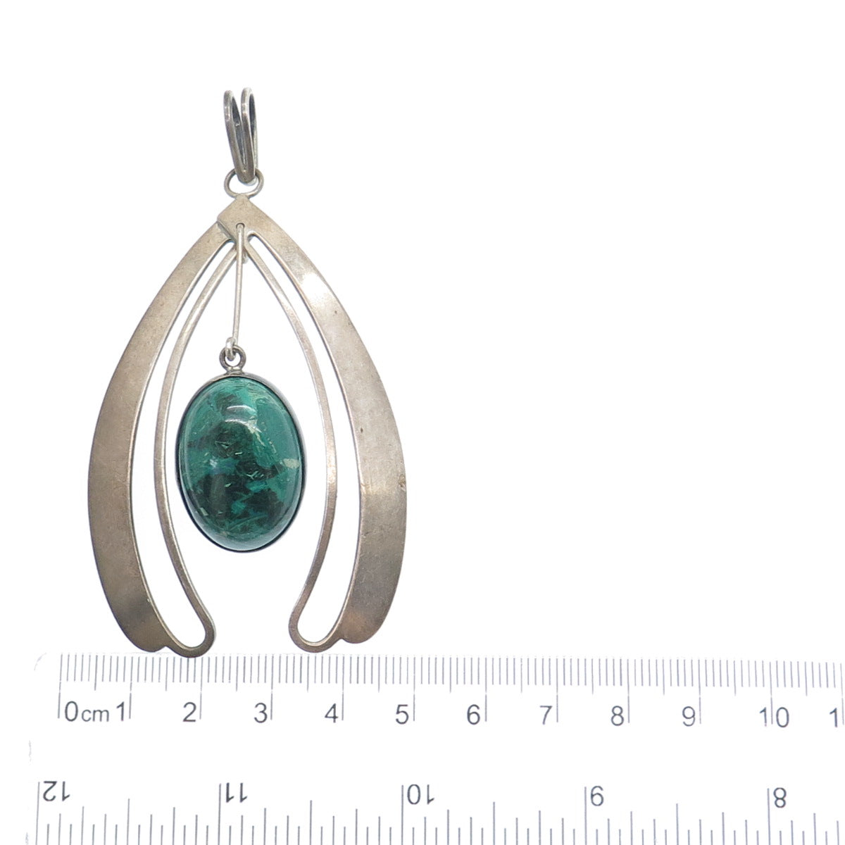 925 Sterling Silver Vintage Israel Real Eilate Modernist Oxidized Pendant