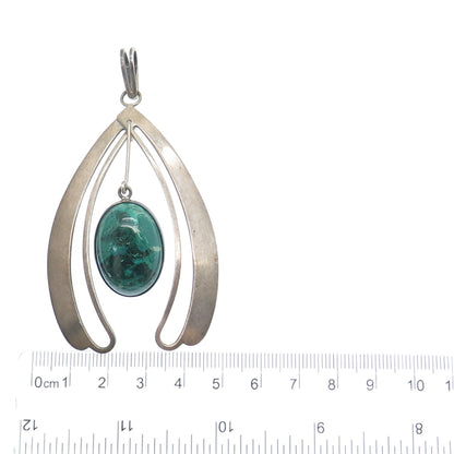 925 Sterling Silver Vintage Israel Real Eilate Modernist Oxidized Pendant