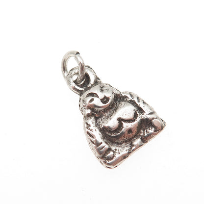 925 Sterling Silver Antique Art Deco Buddha Oxidized Mini Charm Pendant