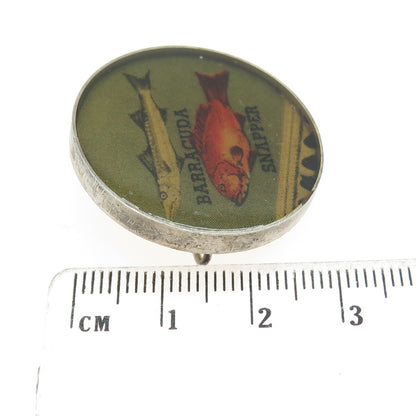 BABY JANE 925 Sterling Silver Vintage 2002 Barracuda & Snapper Fish Pin Pendant