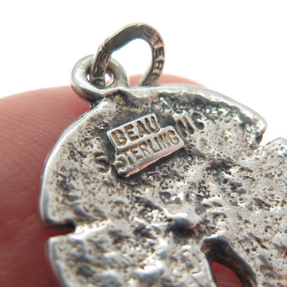 BEAU 925 Sterling Silver Vintage Sand Dollar Oxidized Minimalist Charm Pendant