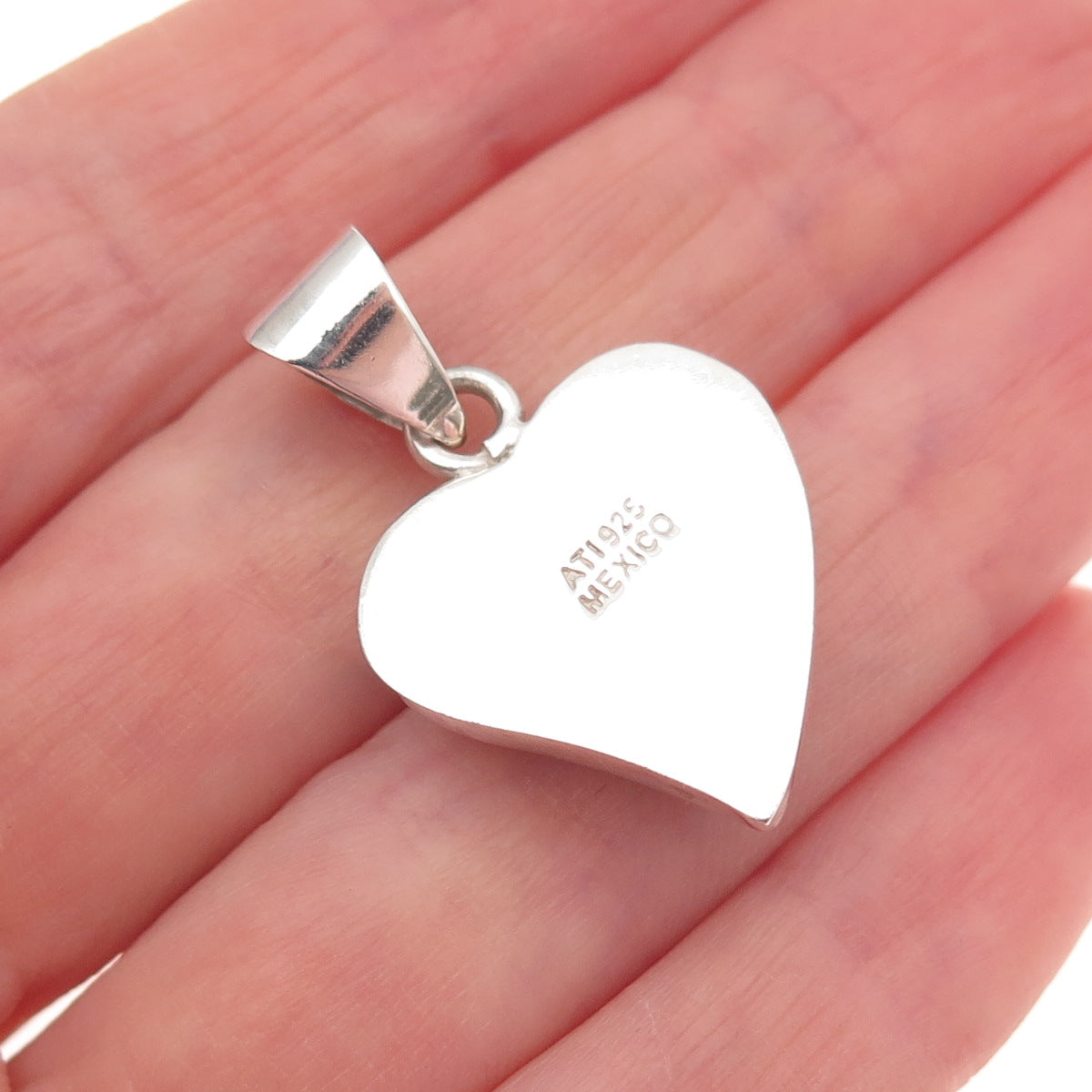 ANNIKA WITT Sterling Silver Vintage Mexico Real Turquoise Heart Charm Pendant