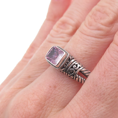 Annika Witt 925 Sterling Silver Vintage Lavender C Z Oxidized Ring Size 8.25