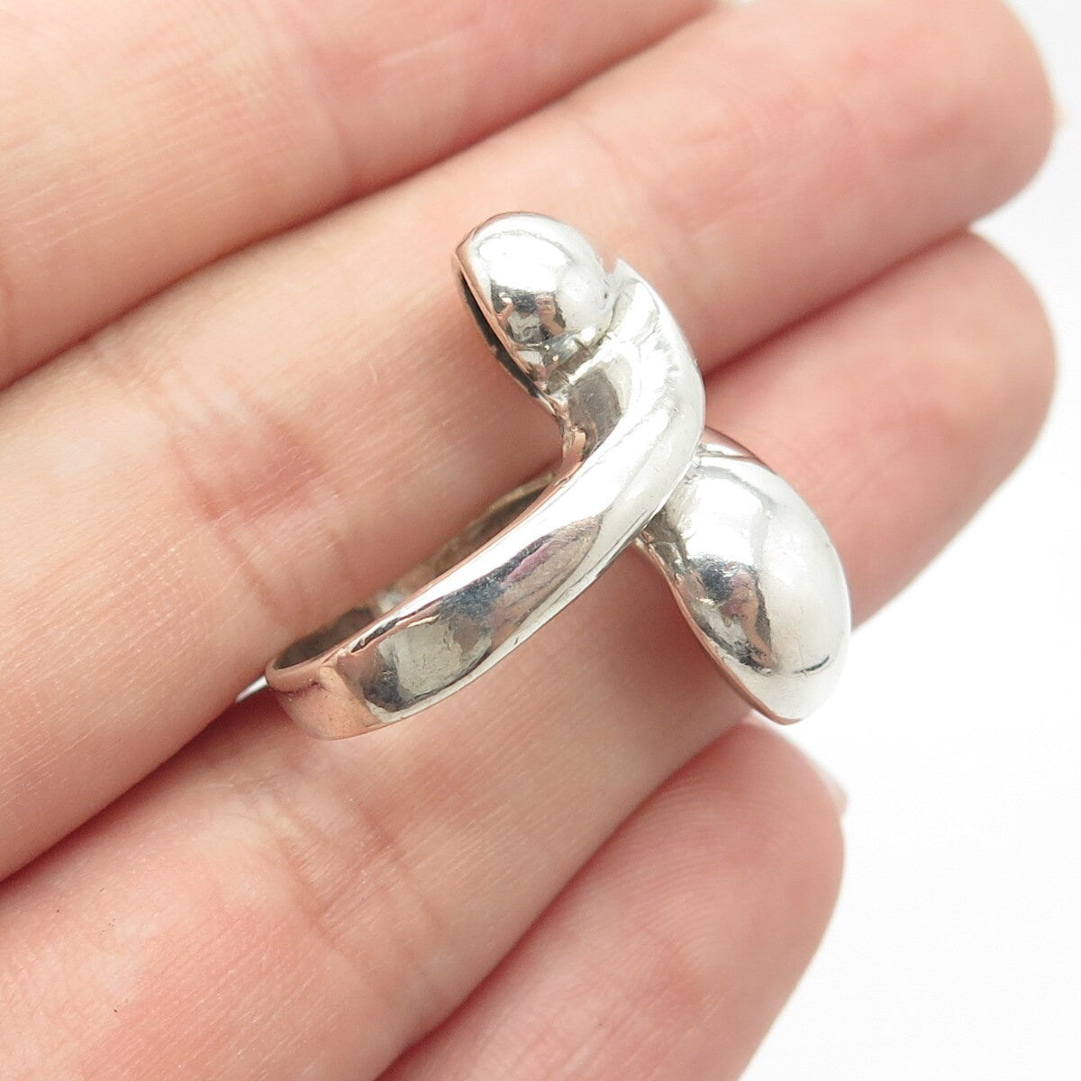 925 Sterling Silver Vintage Modernist Ring Size 5.25