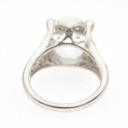 Jewelry Concepts 925 Sterling Silver Real Aquamarine & White Topaz Ring Size 7