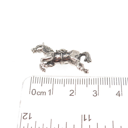 925 Sterling Silver Antique Art Deco Horse Oxidized Charm Pendant