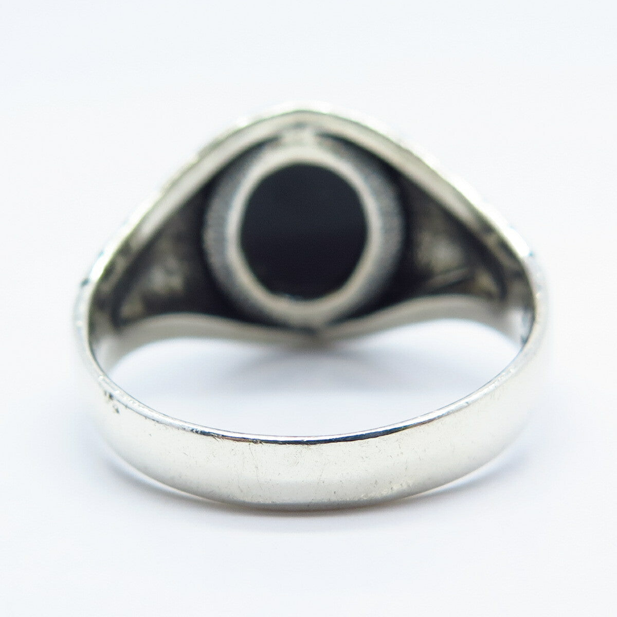 925 Sterling Silver Vintage Real Black Onyx Gemstone Ring Size 12.5