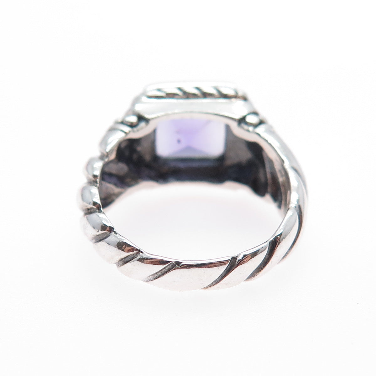 SX SALLY C 925 Sterling Silver Vintage Real Amethyst Oxidized Ring Size 6