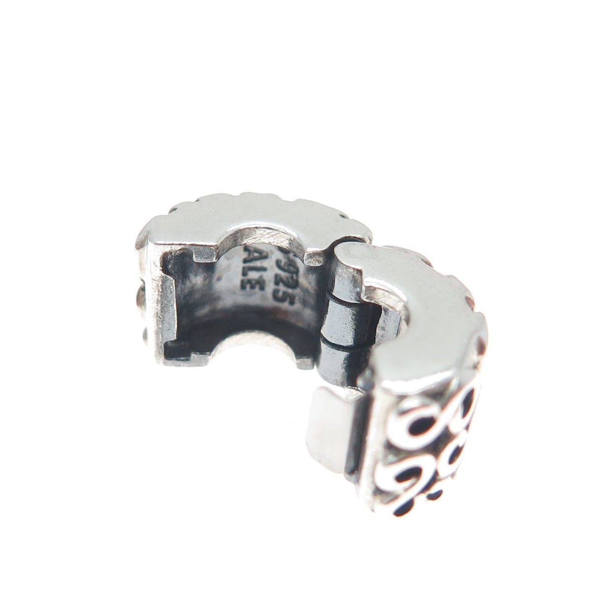 PANDORA 925 Sterling Silver Swirl Oxidized Clip Charm