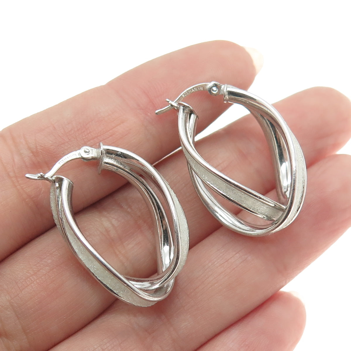 HANIN 925 Sterling Silver Modernist Hinged Earrings