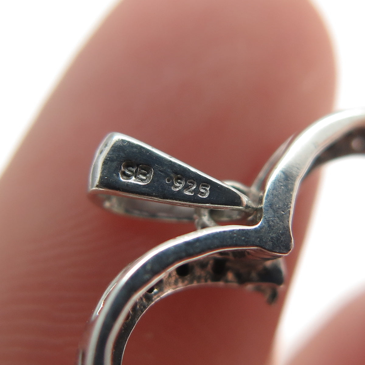 SB Sherri Baker 925 Sterling Silver Real Diamond Heart Minimalist Charm Pendant