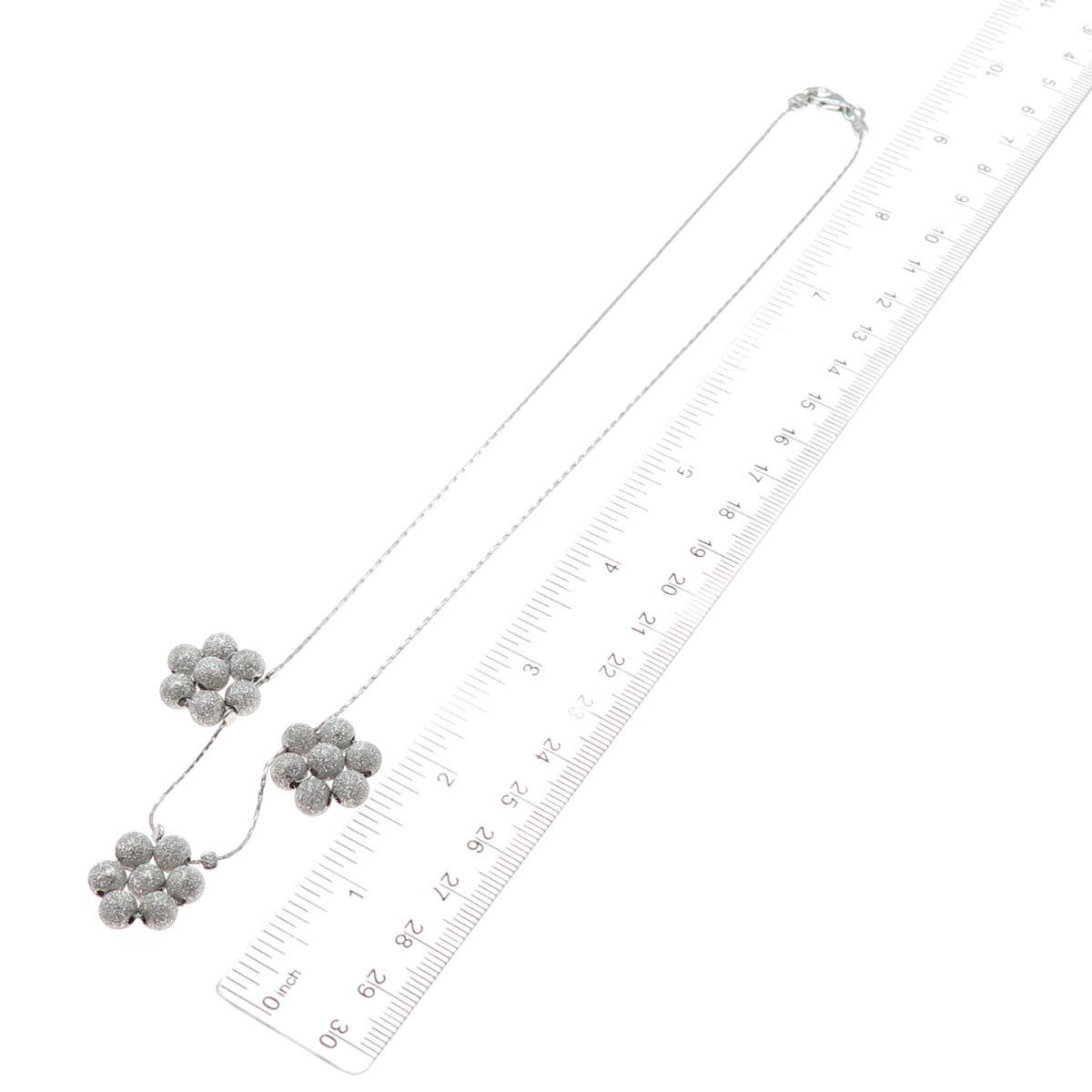 925 Sterling Silver Vintage Ball Beaded Flower Round Box Chain Necklace 18"