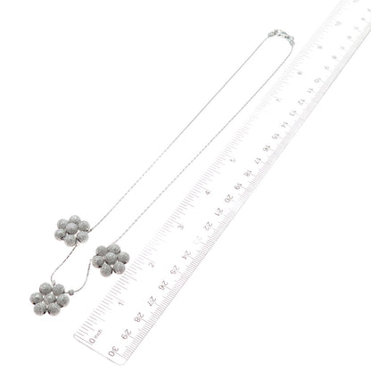 925 Sterling Silver Vintage Ball Beaded Flower Round Box Chain Necklace 18"