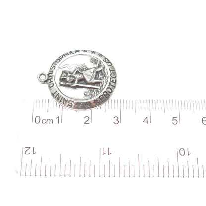 CHAPEL Sterling Silver Antique Art Deco St. Christopher Emergency Slide Pendant