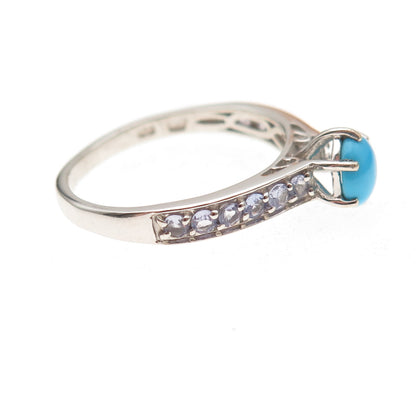 Chuck Clemency 925 Sterling Silver Real Turquoise & Tanzanite Ring Size 9