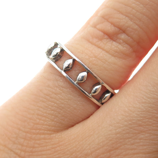 925 Sterling Silver Vintage Diamond-Shape All Around Beads Band Ring Size 6