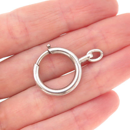 925 Sterling Silver Antique Art Deco Bracelet / Necklace Spring Ring Lock Clasp