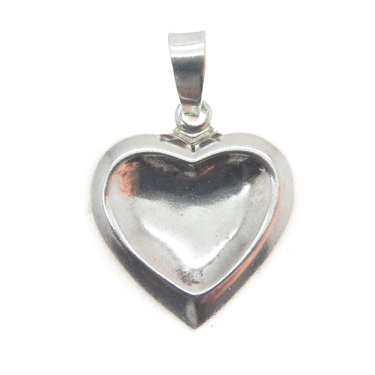 925 Sterling Silver Vintage Modernist Heart Minimalist Charm Pendant