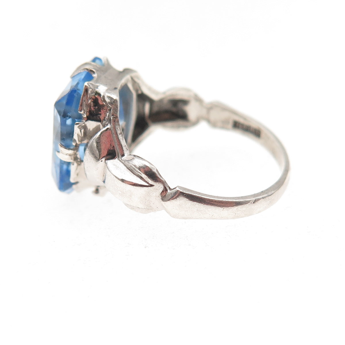 925 Sterling Silver Antique Art Deco Rhinestone St. Mary Miraculous Ring Size 5