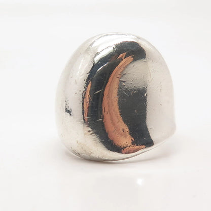 925 Sterling Silver Vintage Spain Modernist Wide Ring Size 9.25