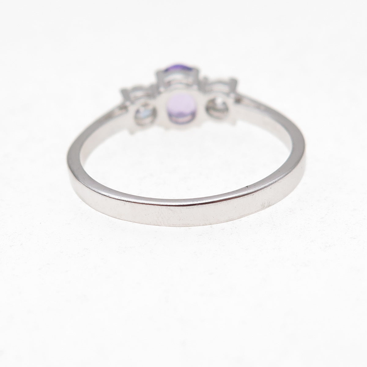 925 Sterling Silver Oval-Cut Purple & Round-Cut White C Z Ring Size 10