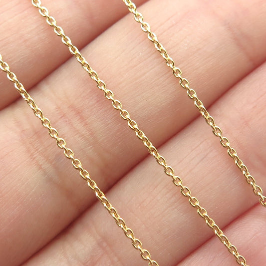 925 Sterling Silver Gold Plated Italy Cable Chain Necklace 16-17"