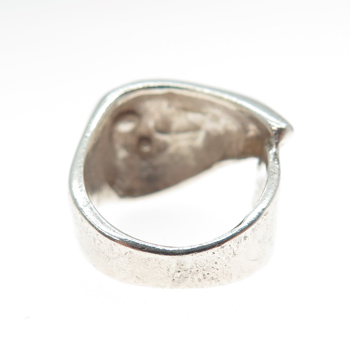 925 Sterling Silver Vintage Modernist Overlap Oxidized Ring Size 5
