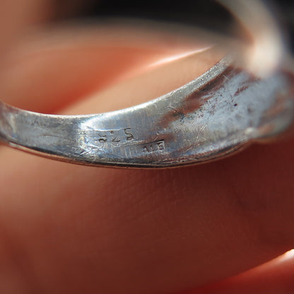 925 Sterling Silver Vintage Italy Modernist Oxidized Ring Size 6.5