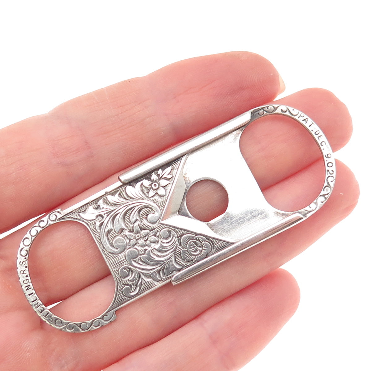 Reinhold Steinecke 925 Sterling Silver Antique 1902 JG Mono Pocket Cigar Cutter