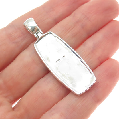 925 Sterling Silver Vintage Real MOP & Abalone Shell Modernist Pendant