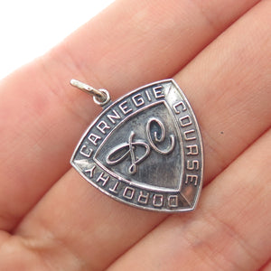 KINNEY 925 Sterling Silver Vintage Dorothy Carnegie Course Award Charm Pendant