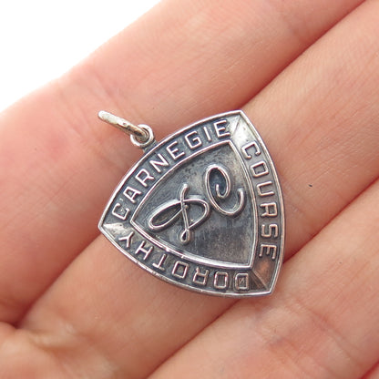 KINNEY 925 Sterling Silver Vintage Dorothy Carnegie Course Award Charm Pendant