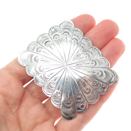 Old Pawn 925 Sterling Silver Vintage Southwestern Tribal Concho Bolo Tie Buckle