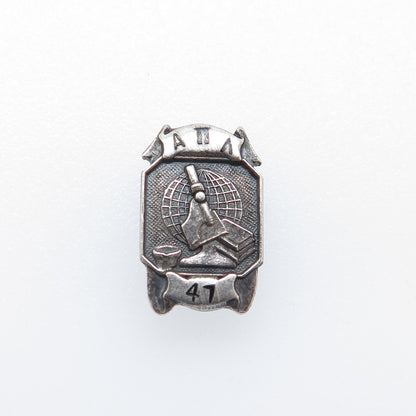 METAL ARTS CO. 925 Sterling Silver Vintage Scientist Oxidized Minimalist Brooch
