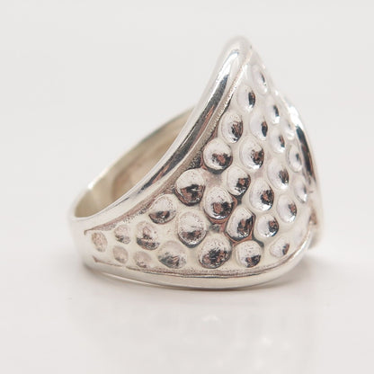 925 Sterling Silver Vintage Dotted Wide Overlap Ring Size 6.75