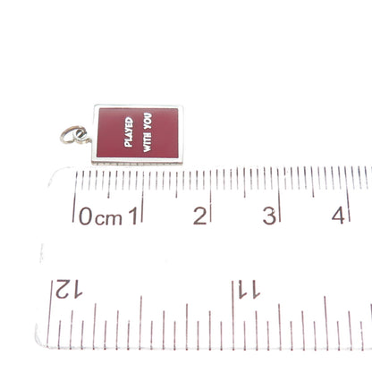 925 Sterling Silver Red Enamel Played With You Minimalist Charm Pendant