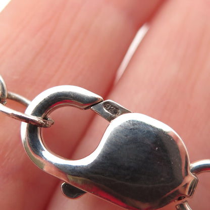 925 Sterling Silver Vintage Real Smoky Quartz Ball Beaded Necklace 16-18"